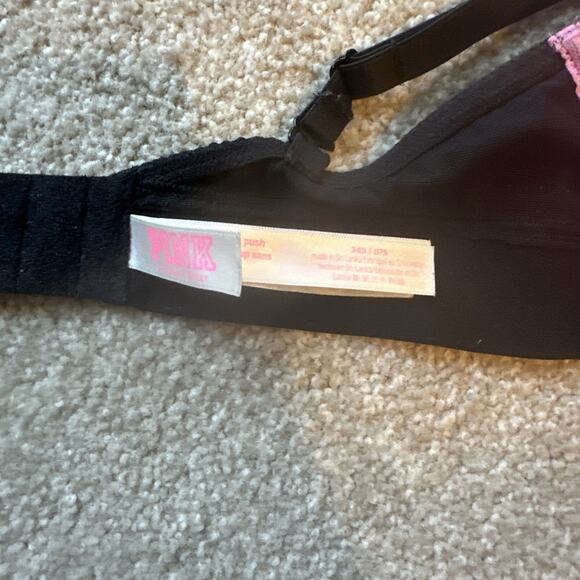 Victoria's Secret PINK Black Rhinestone Wear Everywhere Wireless Push Up 34D - Picture 5 of 10